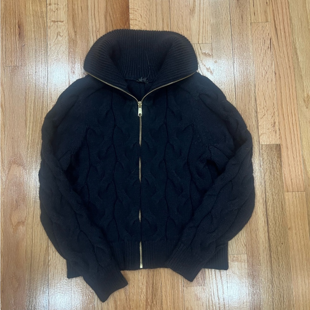 Talbots Black Cable Knit Cardigan